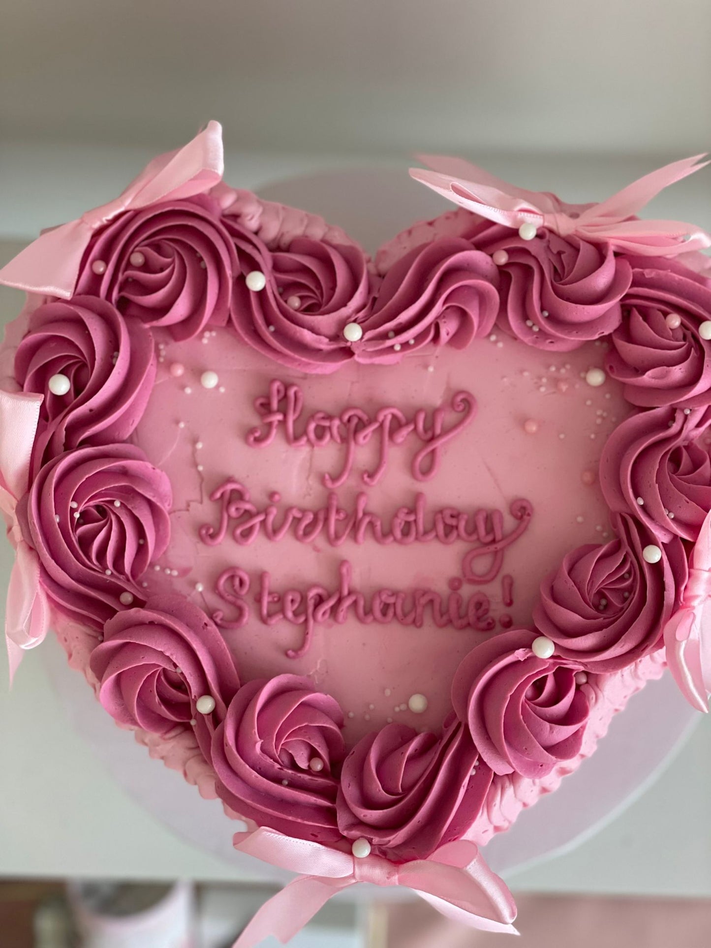 Cream Piped Heart Cake