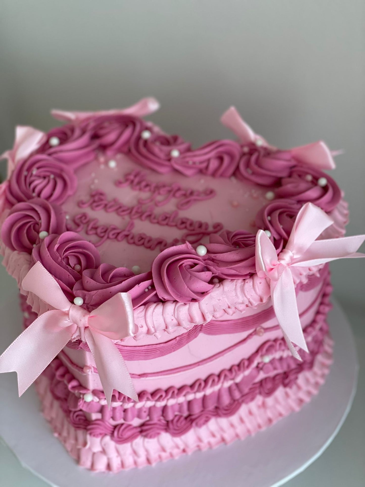Cream Piped Heart Cake
