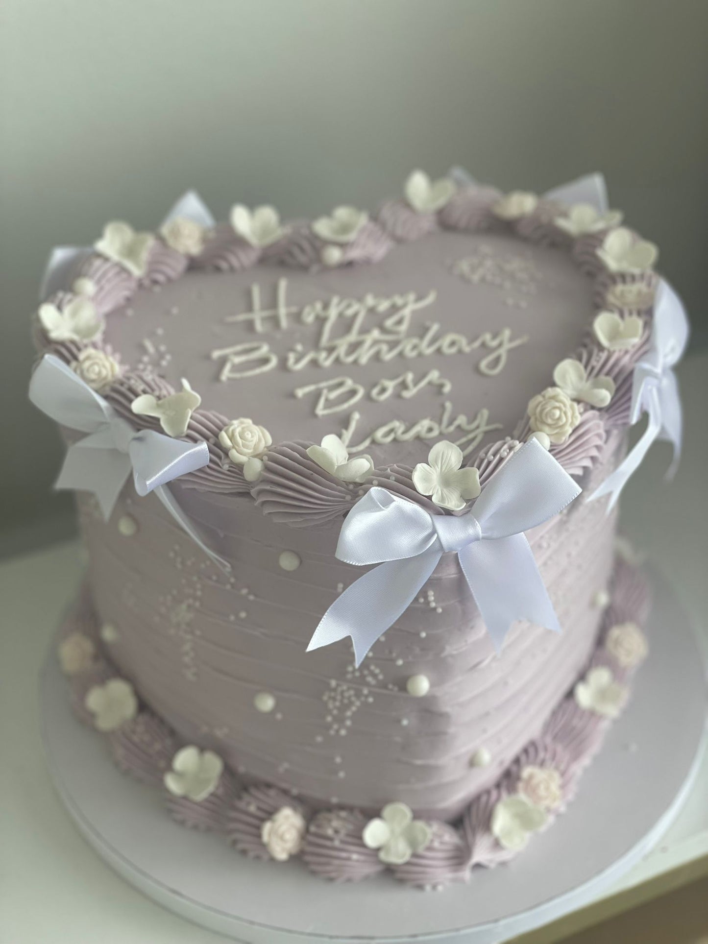 Cream Piped Heart Cake