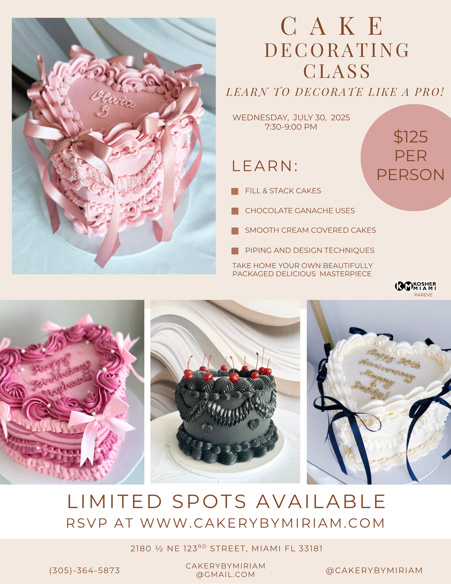 CREAM HEART CAKE DECORATING CLASS