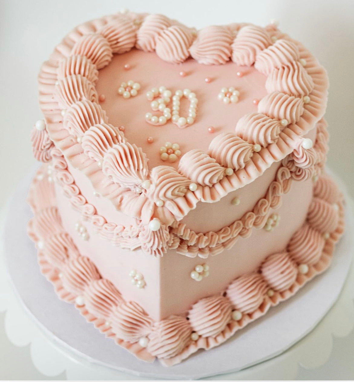 Cream Piped Heart Cake