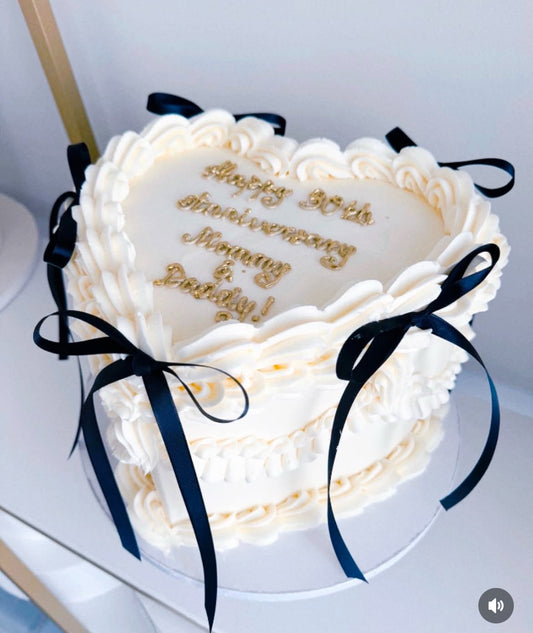Cream Piped Heart Cake